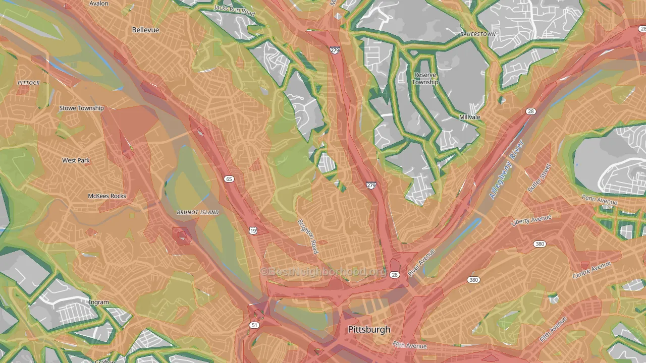 15212, PA Map of Noise Levels in 15212