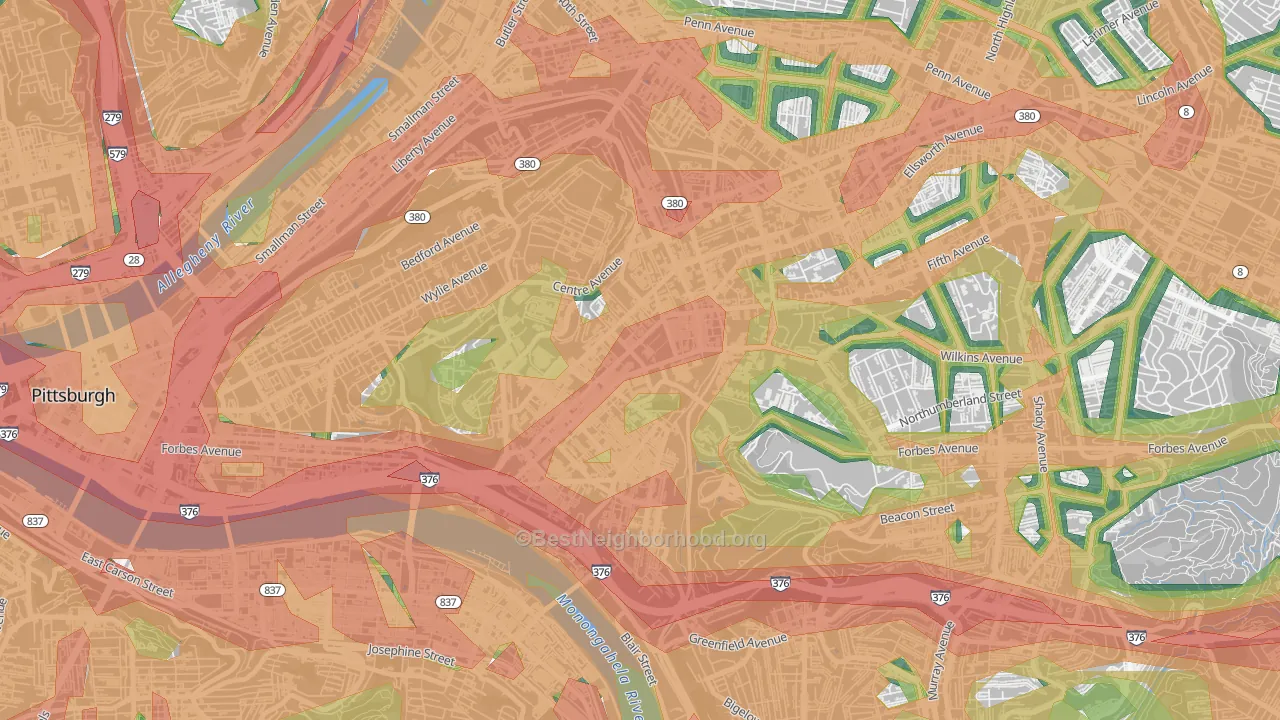 15213, PA Map of Noise Levels in 15213