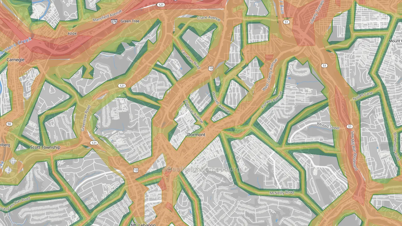 15216, PA Map of Noise Levels in 15216
