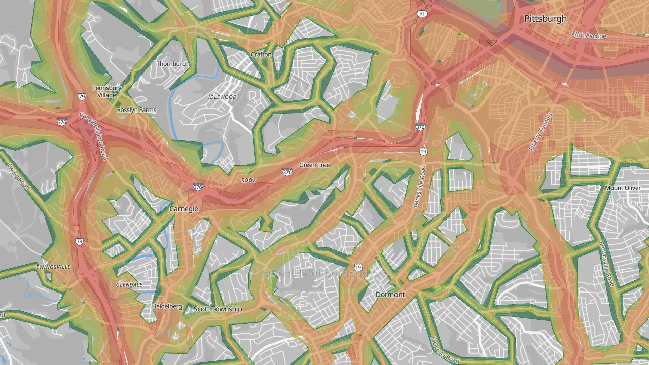15220, PA Map of Noise Levels in 15220