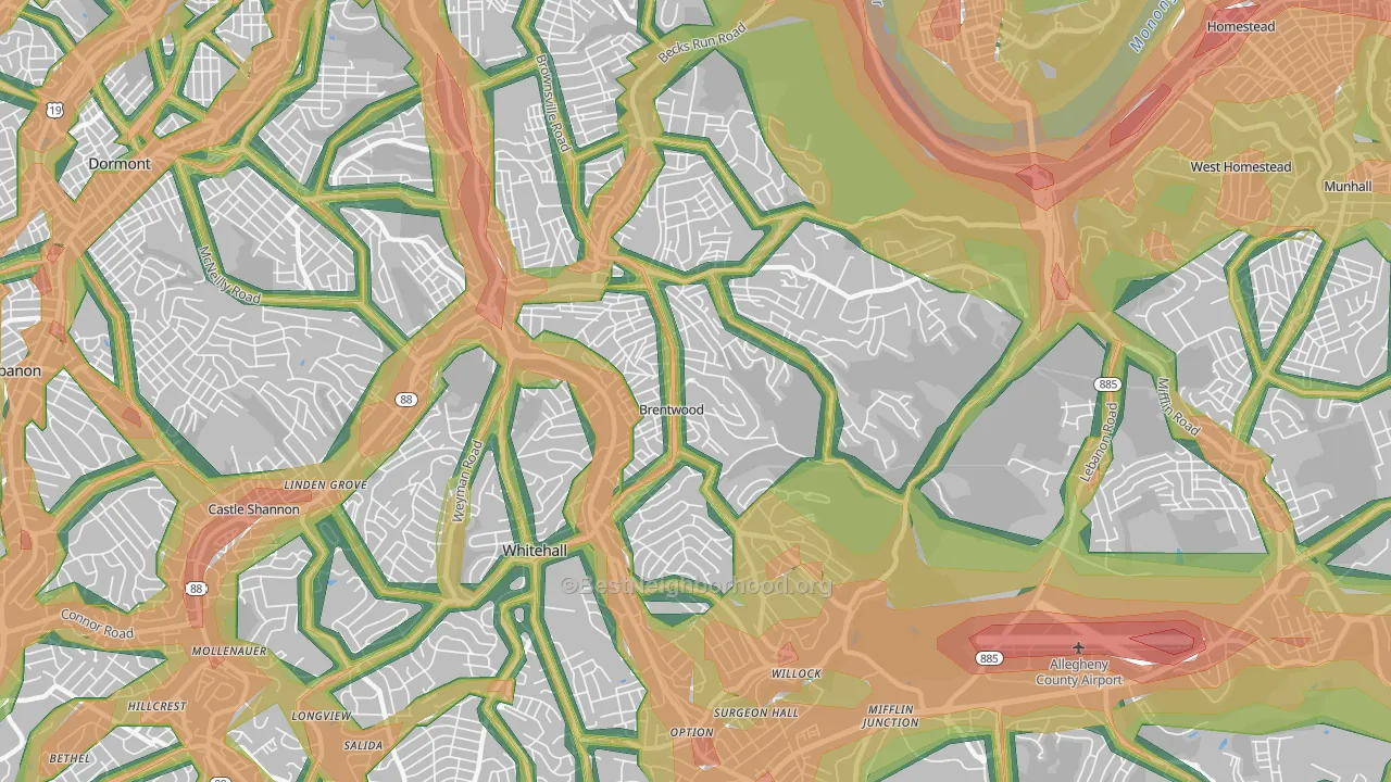 15227, PA Map of Noise Levels in 15227