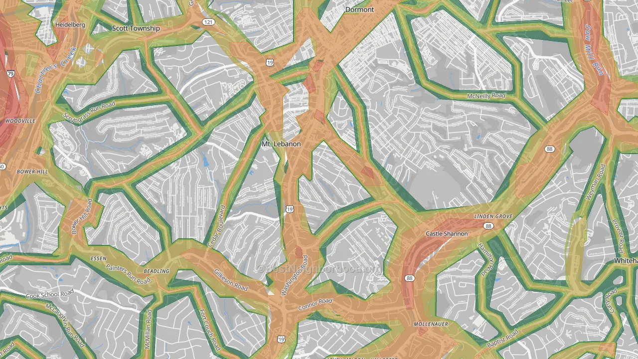 15228, PA Map of Noise Levels in 15228