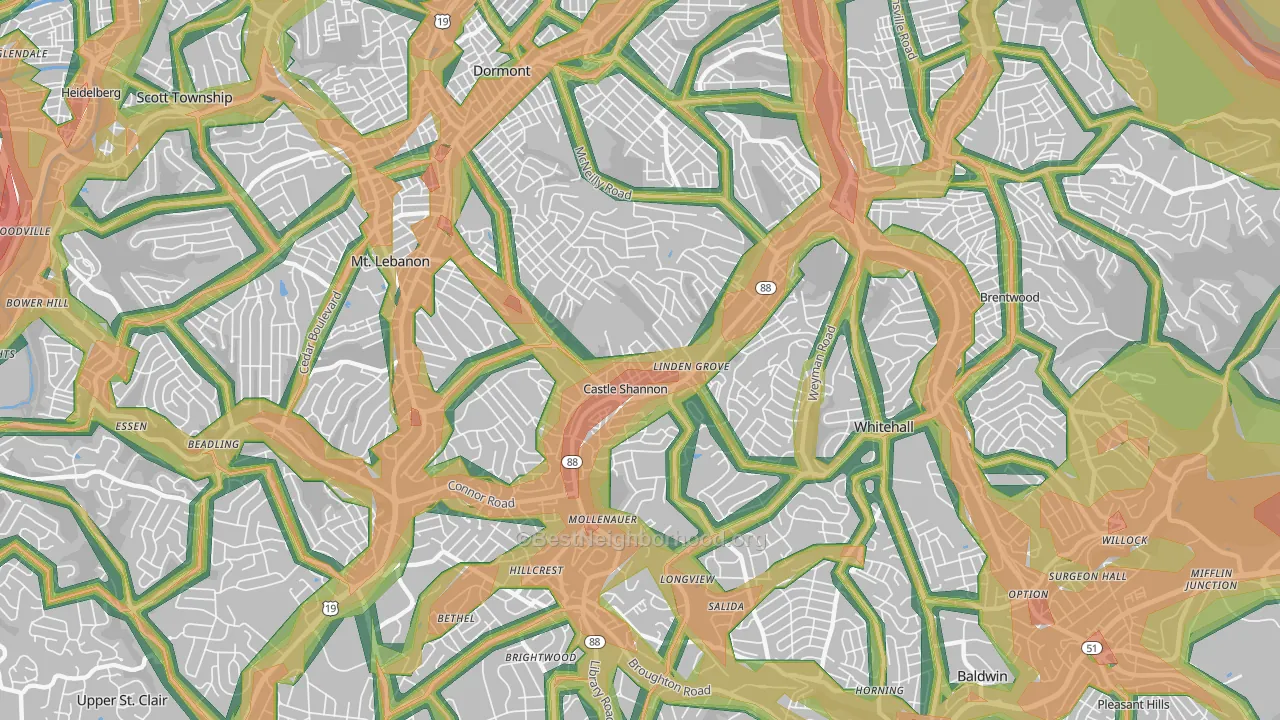 15234, PA Map of Noise Levels in 15234