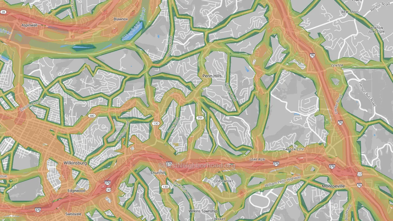 15235, PA Map of Noise Levels in 15235