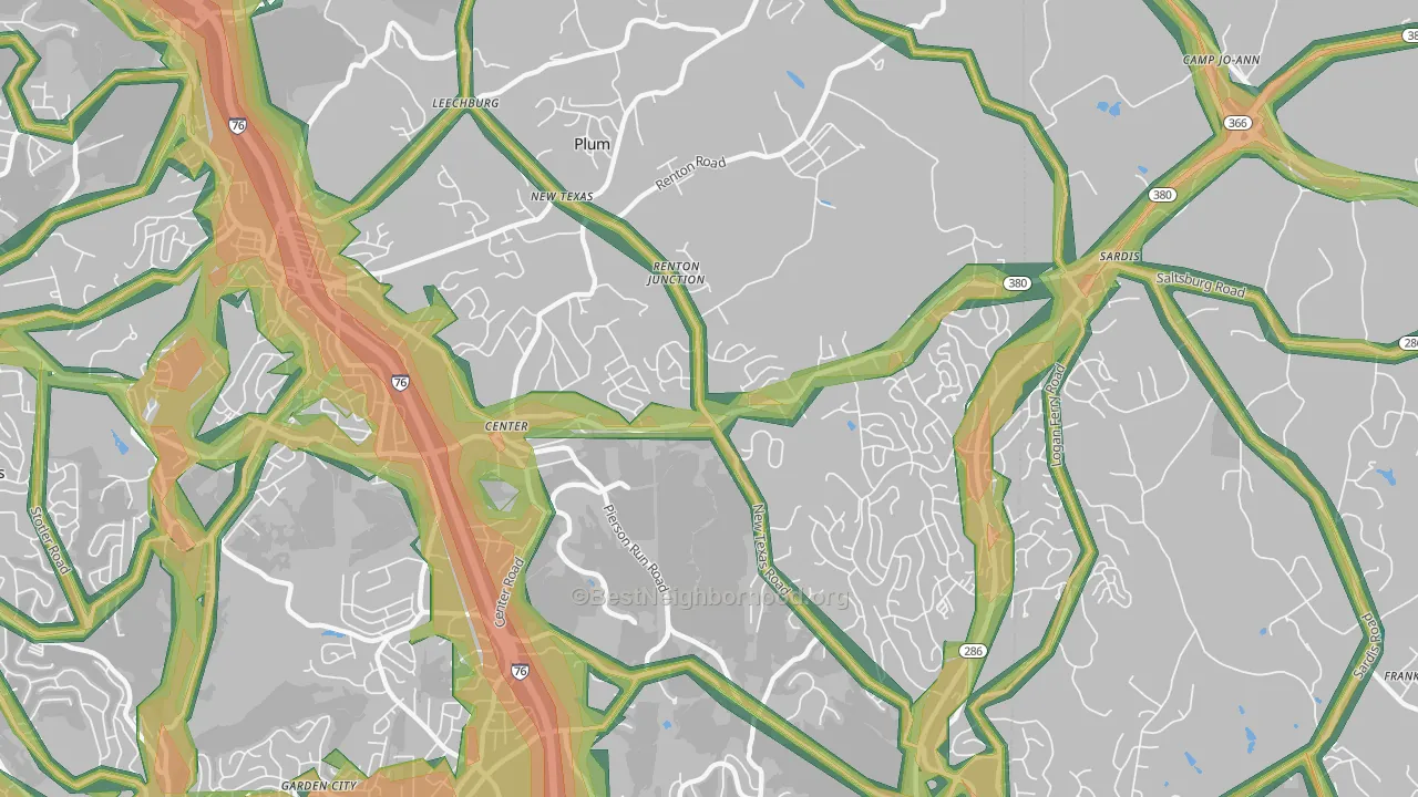 15239, PA Map of Noise Levels in 15239