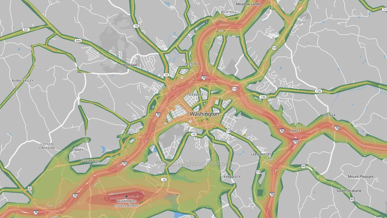 15301, PA Map of Noise Levels in 15301