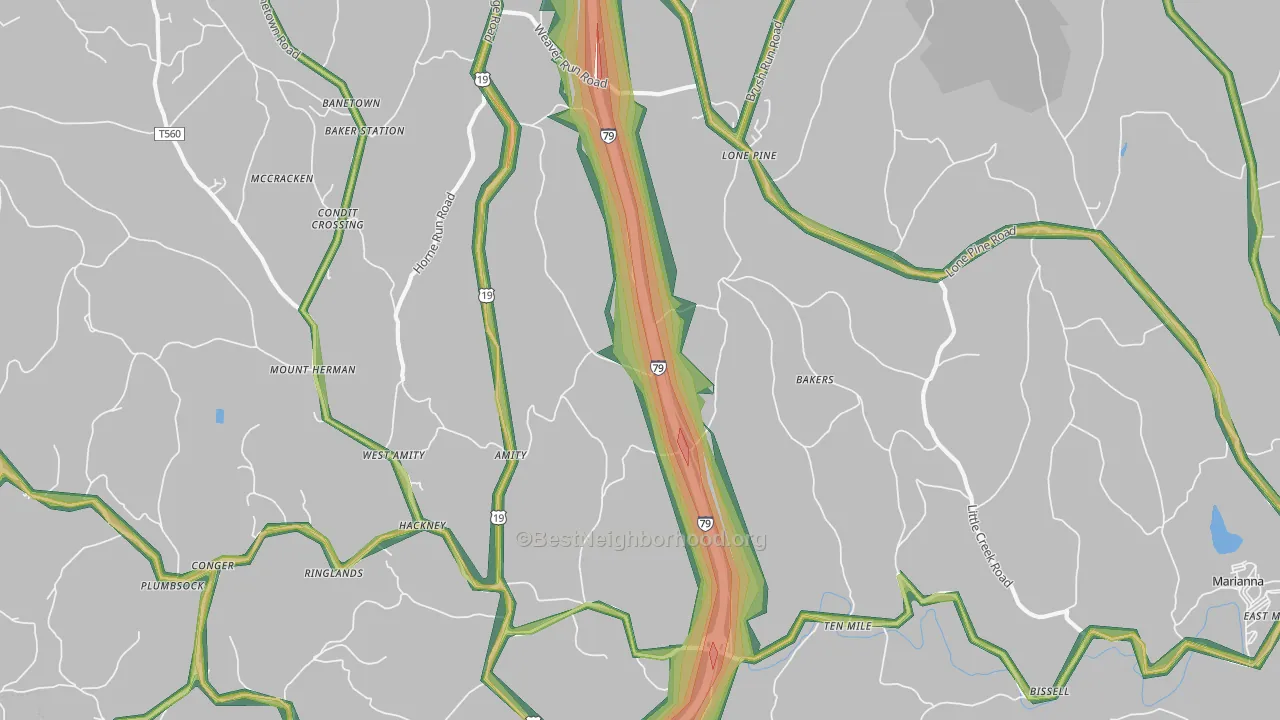 15311, PA Map of Noise Levels in 15311
