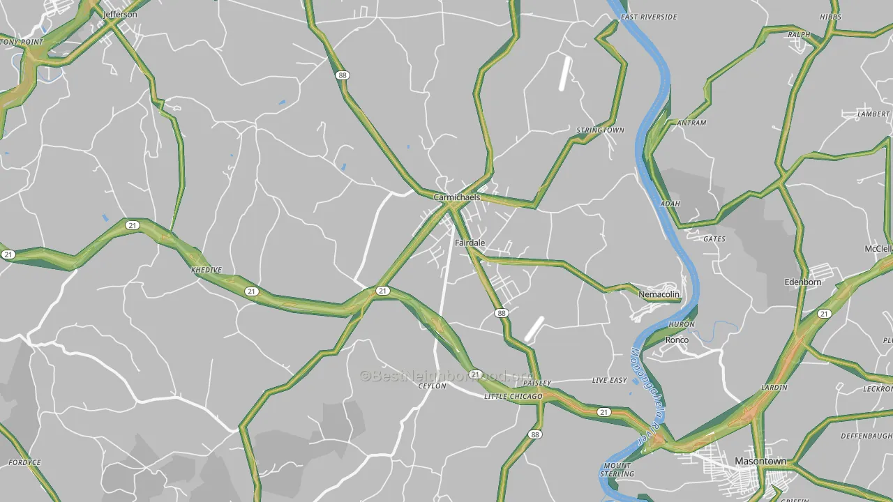15320, PA Map of Noise Levels in 15320