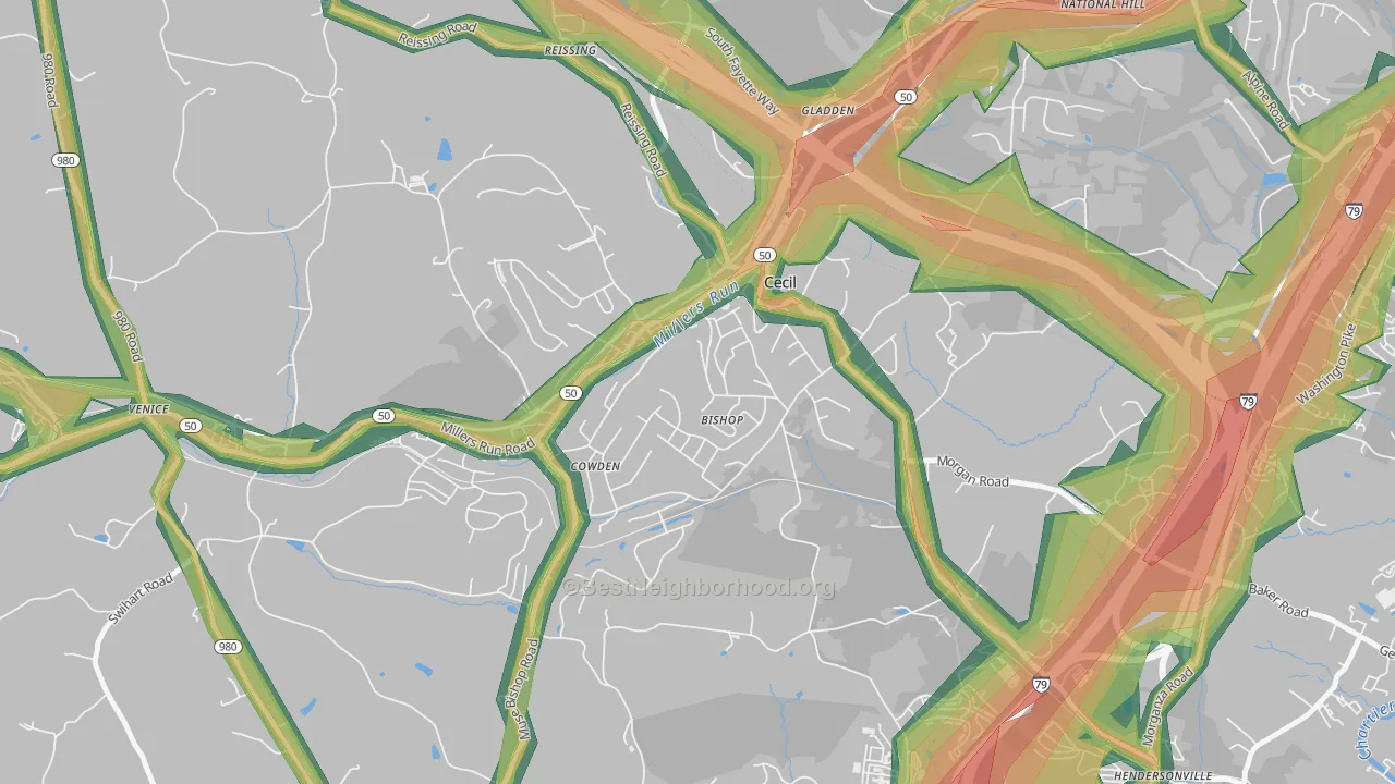 15321, PA Map of Noise Levels in 15321