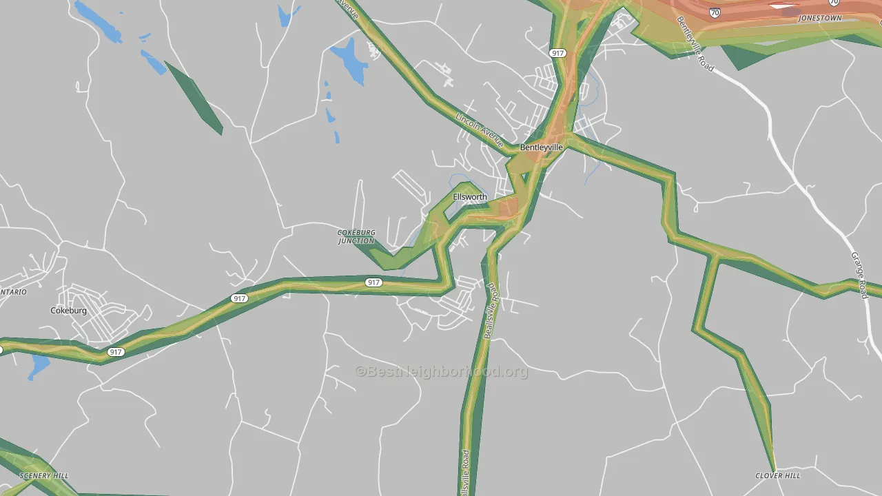 15331, PA Map of Noise Levels in 15331