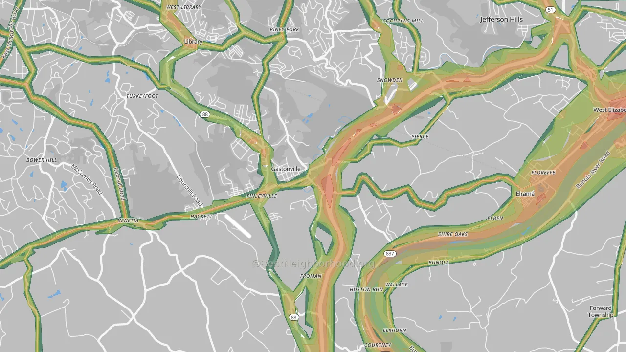 15332, PA Map of Noise Levels in 15332