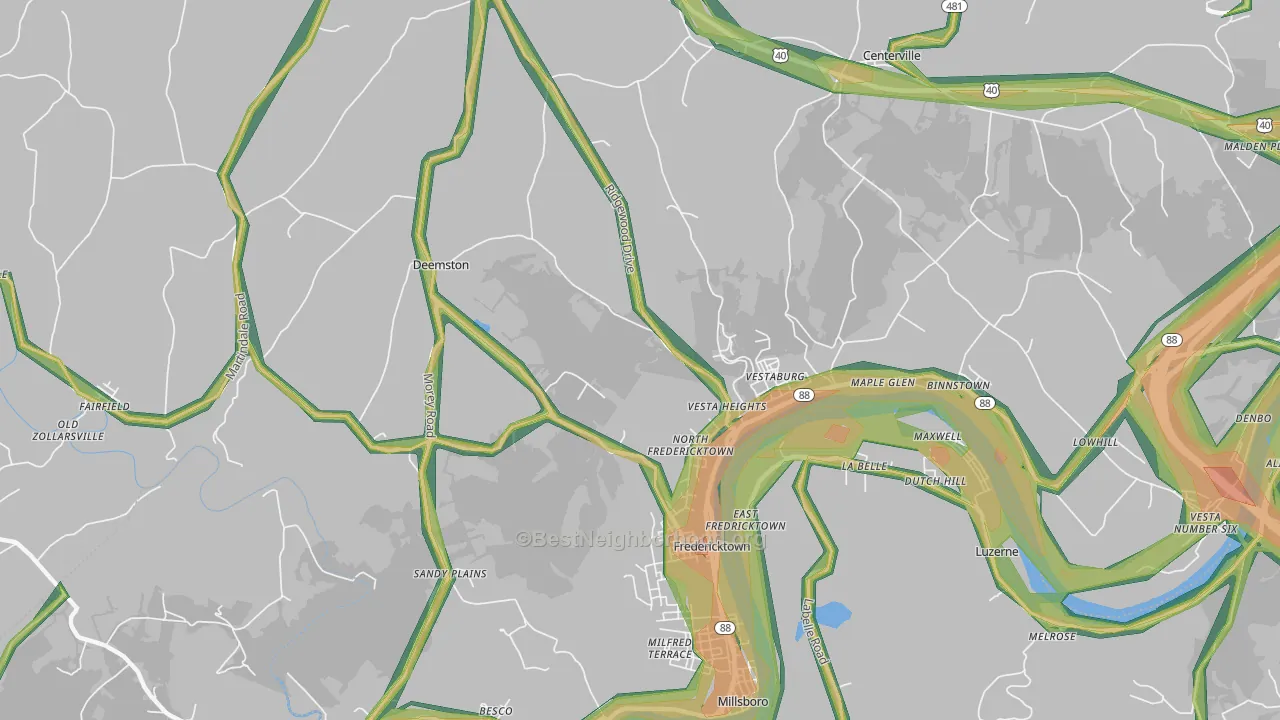 15333, PA Map of Noise Levels in 15333