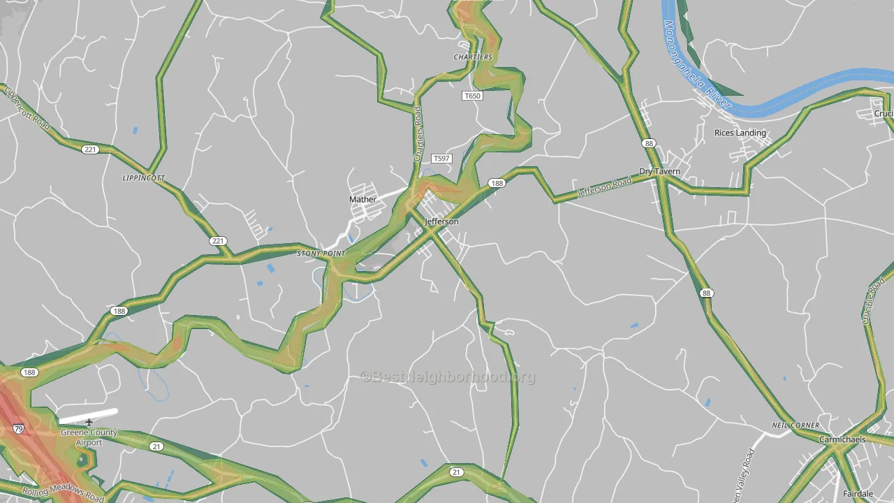 15344, PA Map of Noise Levels in 15344