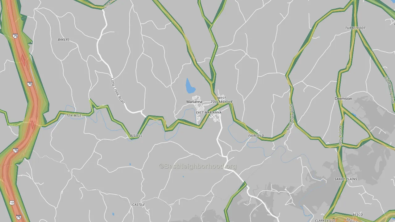 15345, PA Map of Noise Levels in 15345