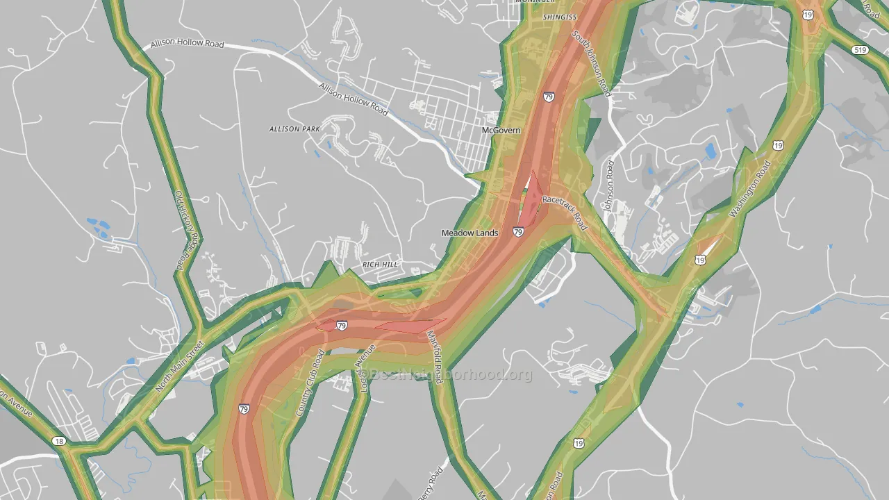 15347, PA Map of Noise Levels in 15347