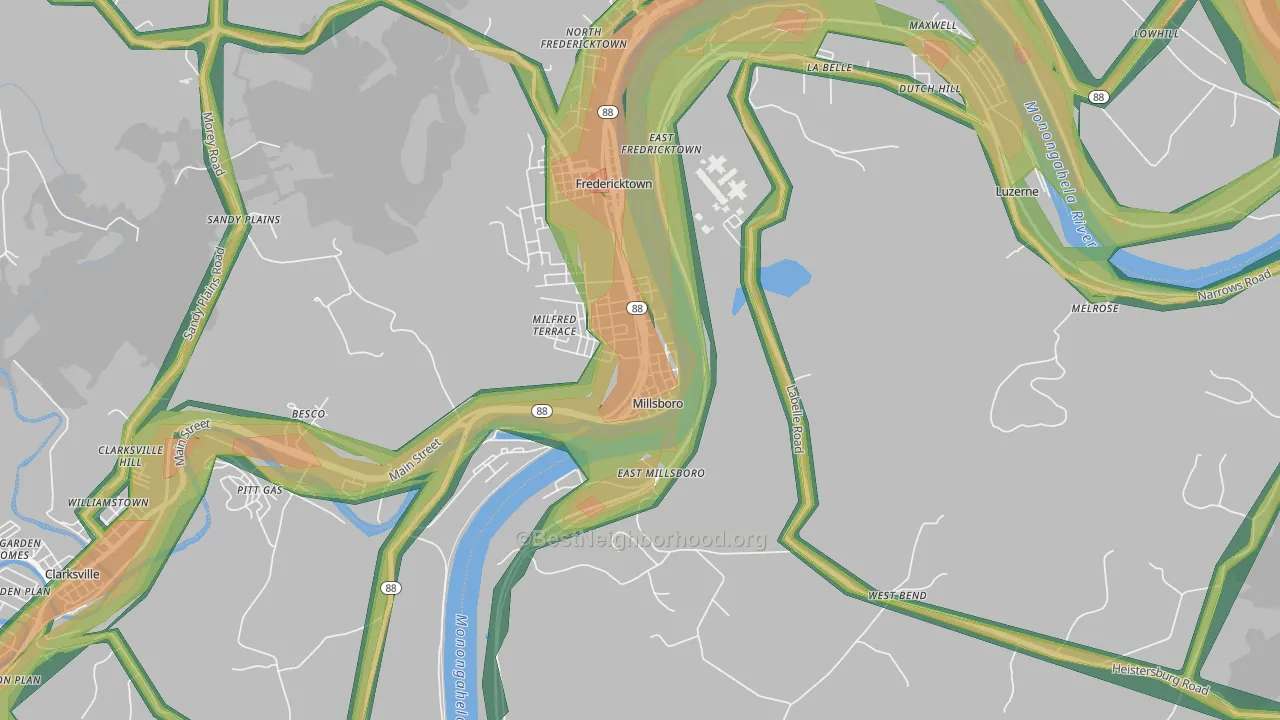15348, PA Map of Noise Levels in 15348