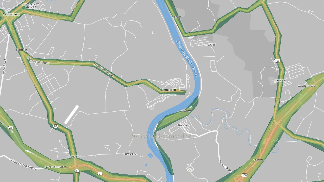 15351, PA Map of Noise Levels in 15351