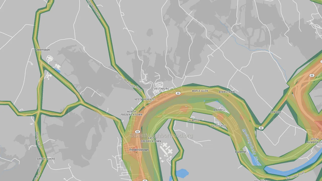 15368, PA Map of Noise Levels in 15368