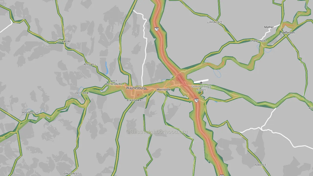 15370, PA Map of Noise Levels in 15370