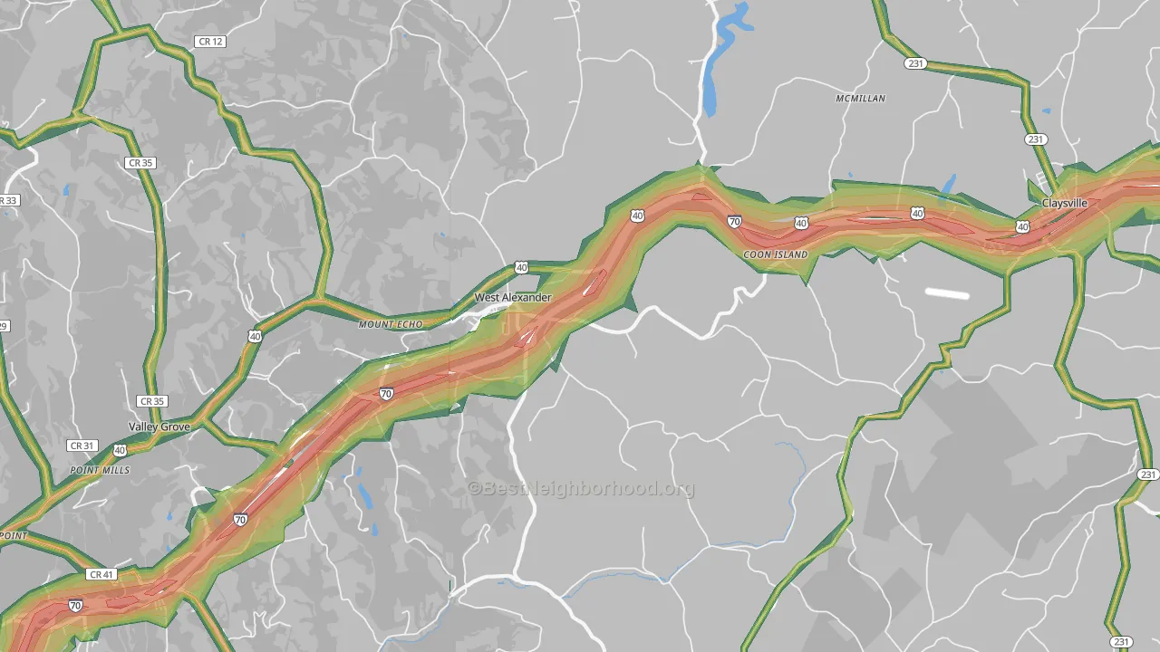 15376, PA Map of Noise Levels in 15376