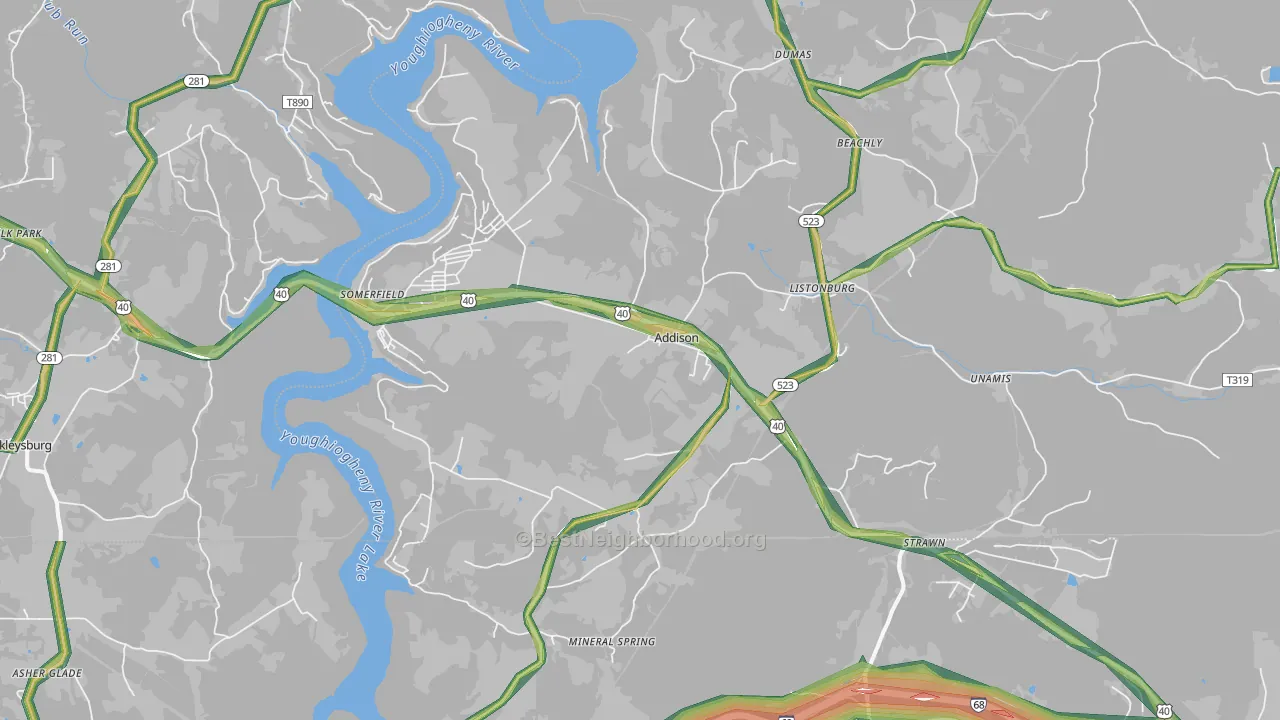 15411, PA Map of Noise Levels in 15411