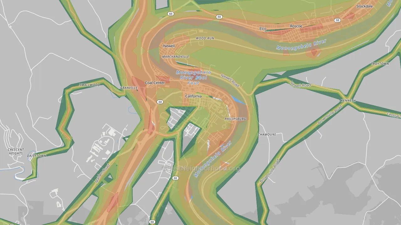 15419, PA Map of Noise Levels in 15419