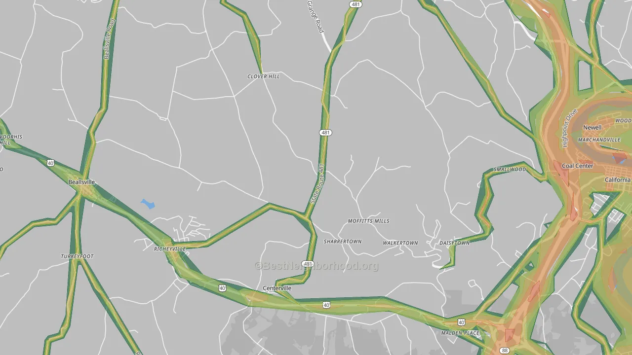 15427, PA Map of Noise Levels in 15427