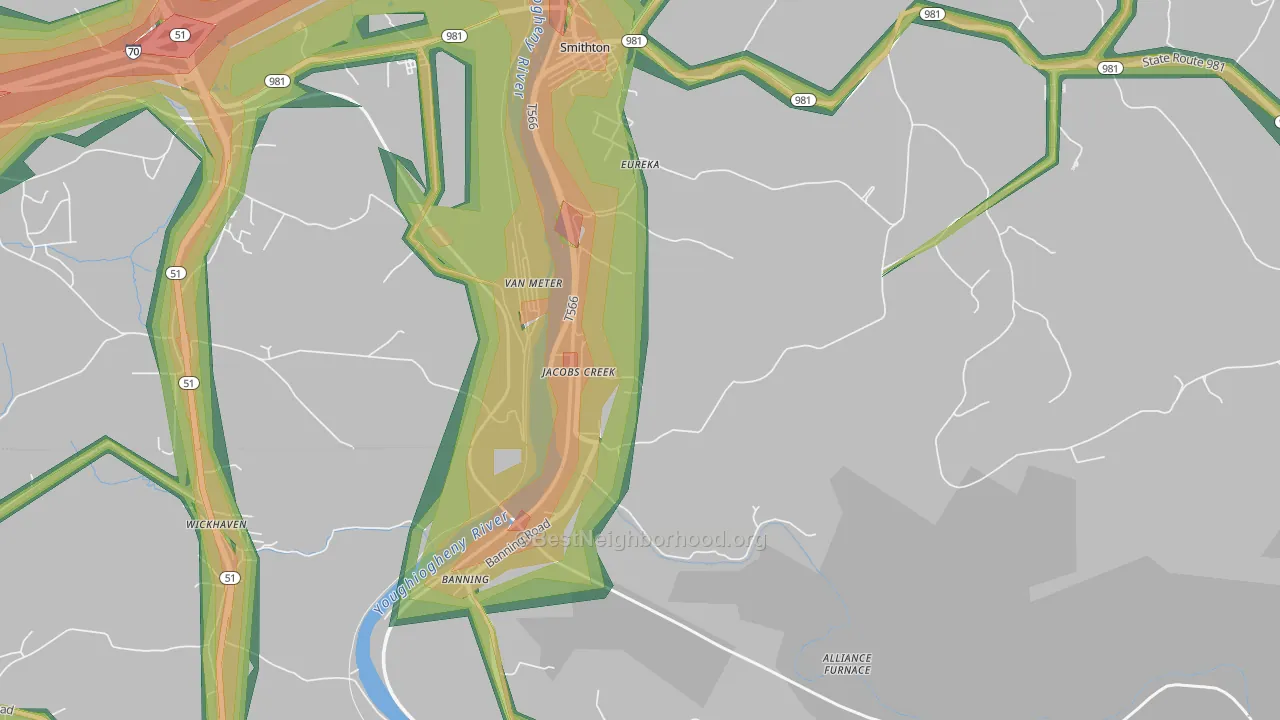 15448, PA Map of Noise Levels in 15448