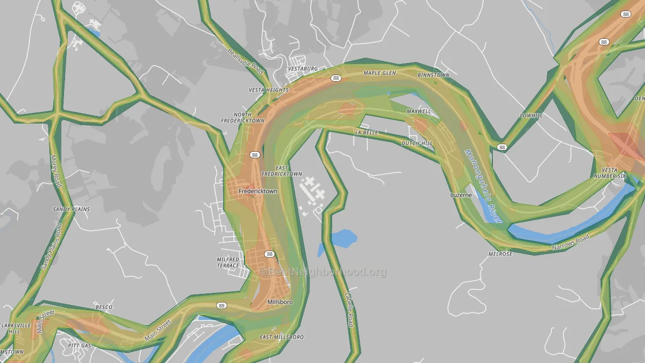 15450, PA Map of Noise Levels in 15450