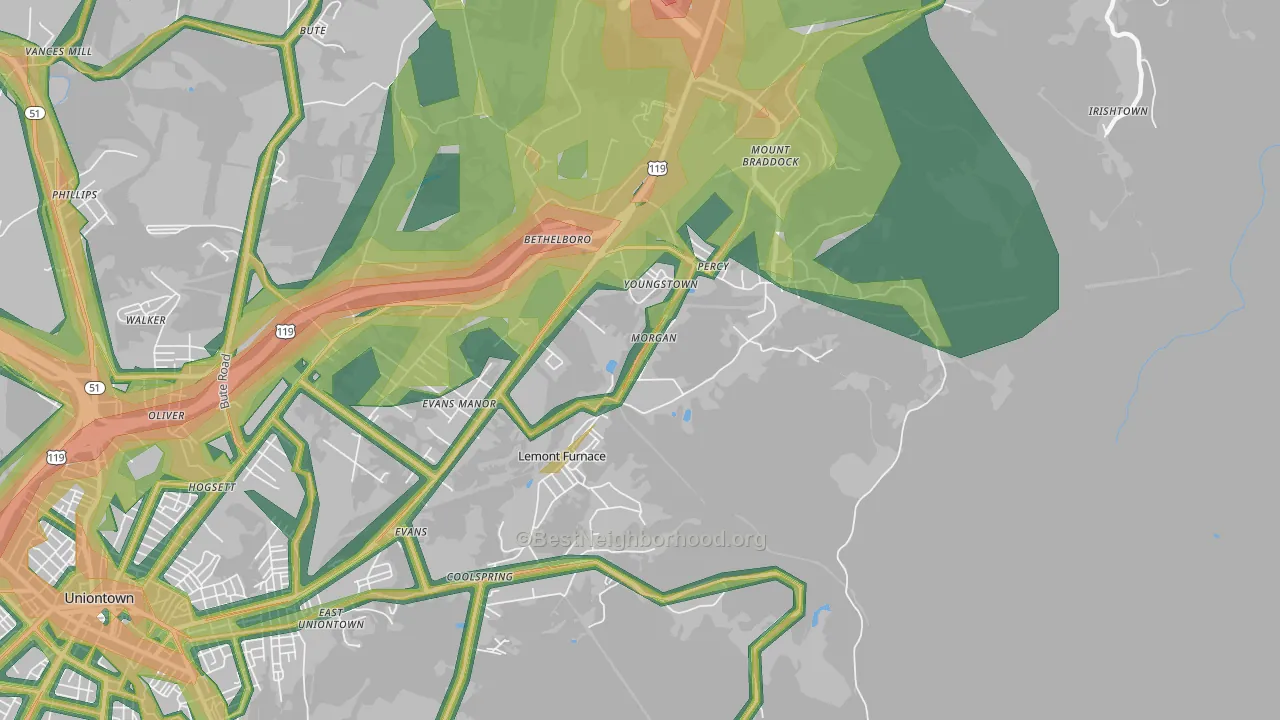 15456, PA Map of Noise Levels in 15456