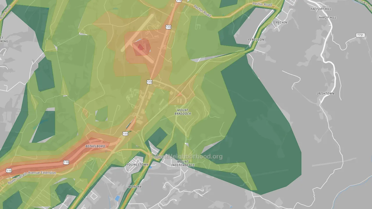 15465, PA Map of Noise Levels in 15465