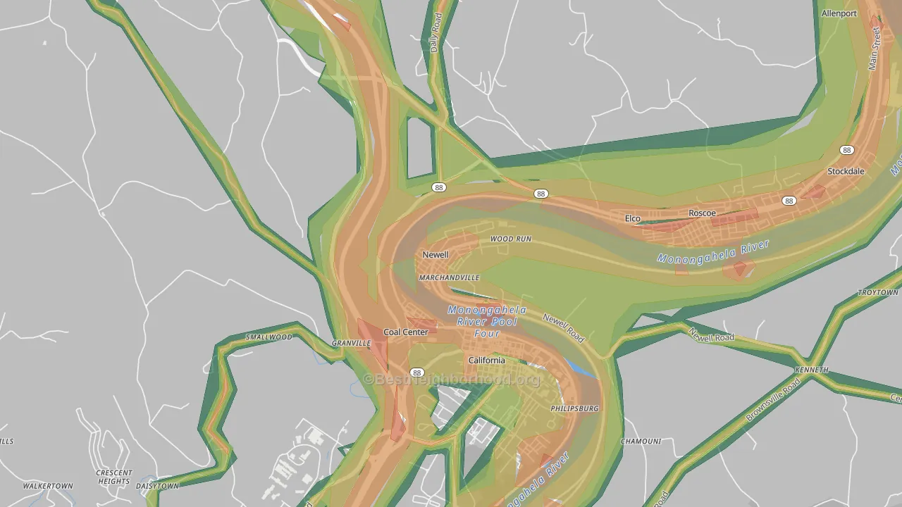 15466, PA Map of Noise Levels in 15466