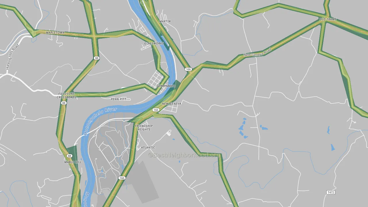 15467, PA Map of Noise Levels in 15467