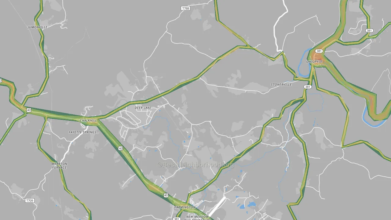 15470, PA Map of Noise Levels in 15470
