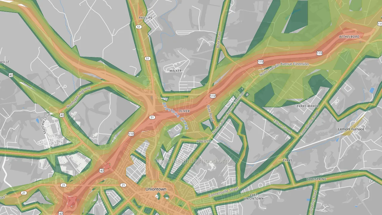 15472, PA Map of Noise Levels in 15472