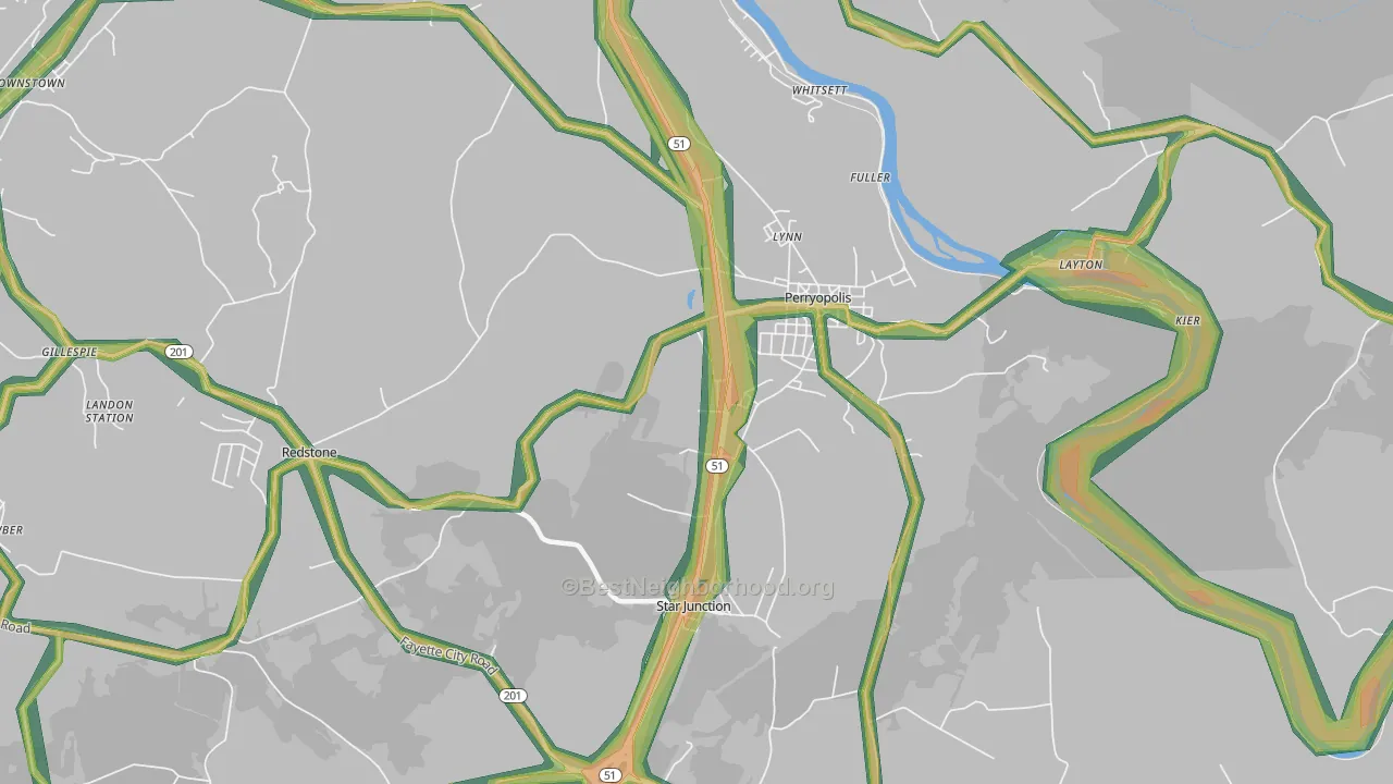 15473, PA Map of Noise Levels in 15473