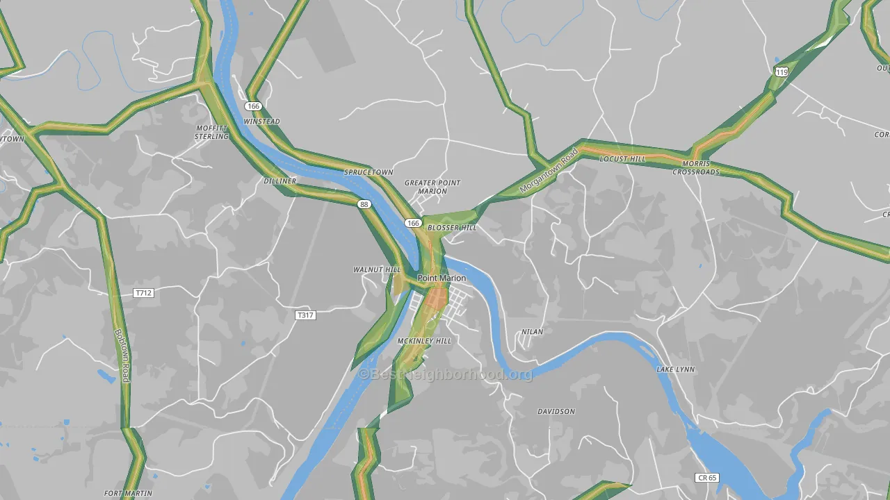 15474, PA Map of Noise Levels in 15474