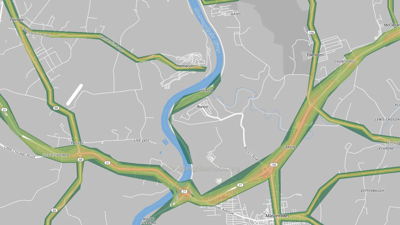 15476, PA Map of Noise Levels in 15476