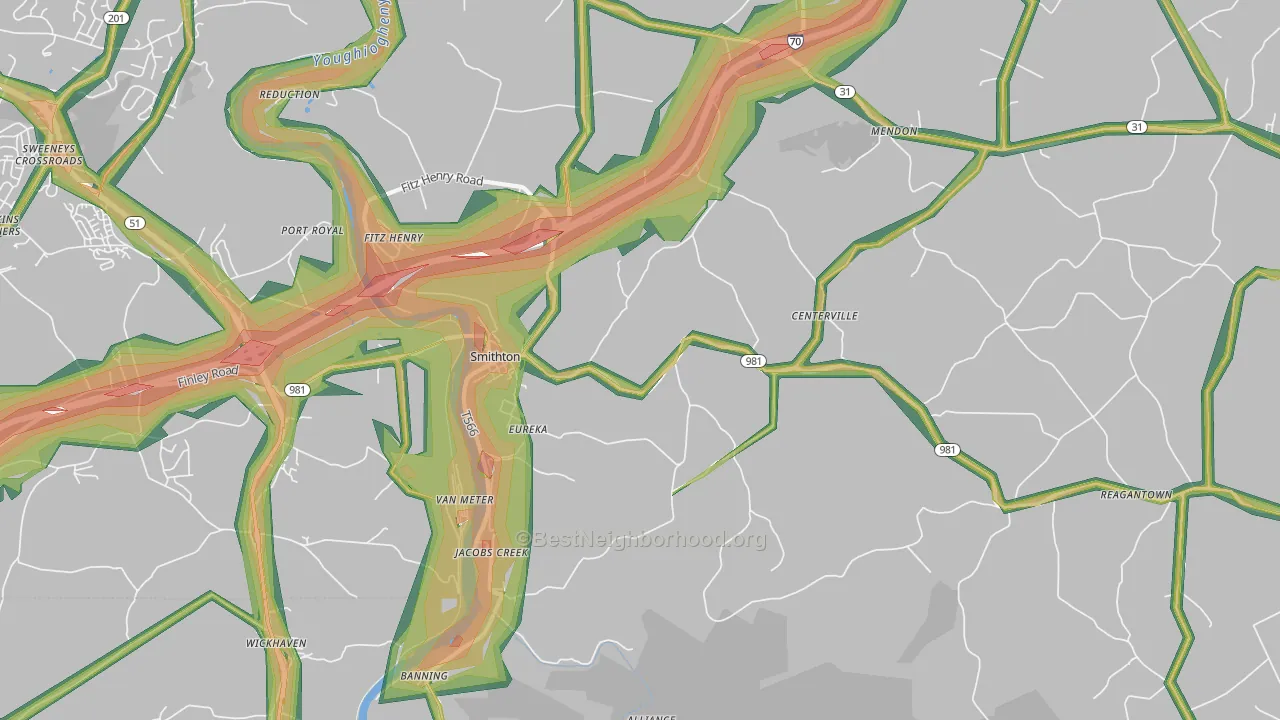 15479, PA Map of Noise Levels in 15479
