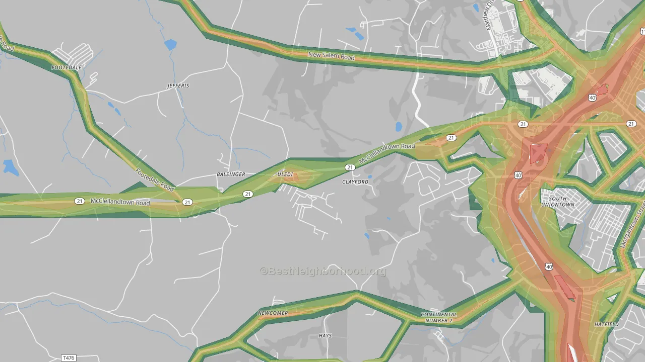 15484, PA Map of Noise Levels in 15484