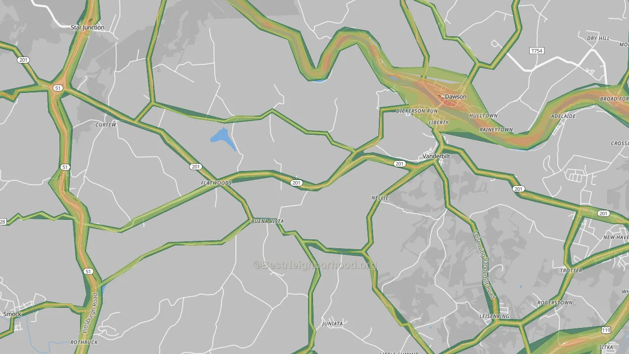 15486, PA Map of Noise Levels in 15486