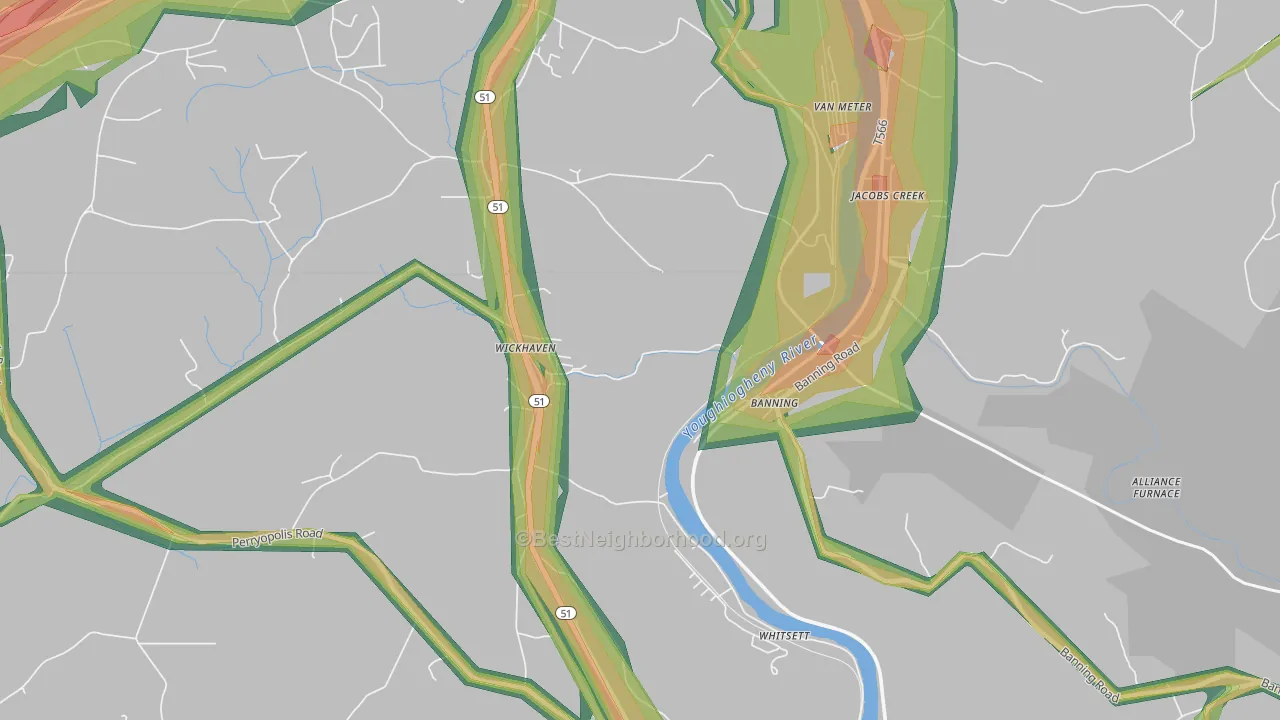 15492, PA Map of Noise Levels in 15492