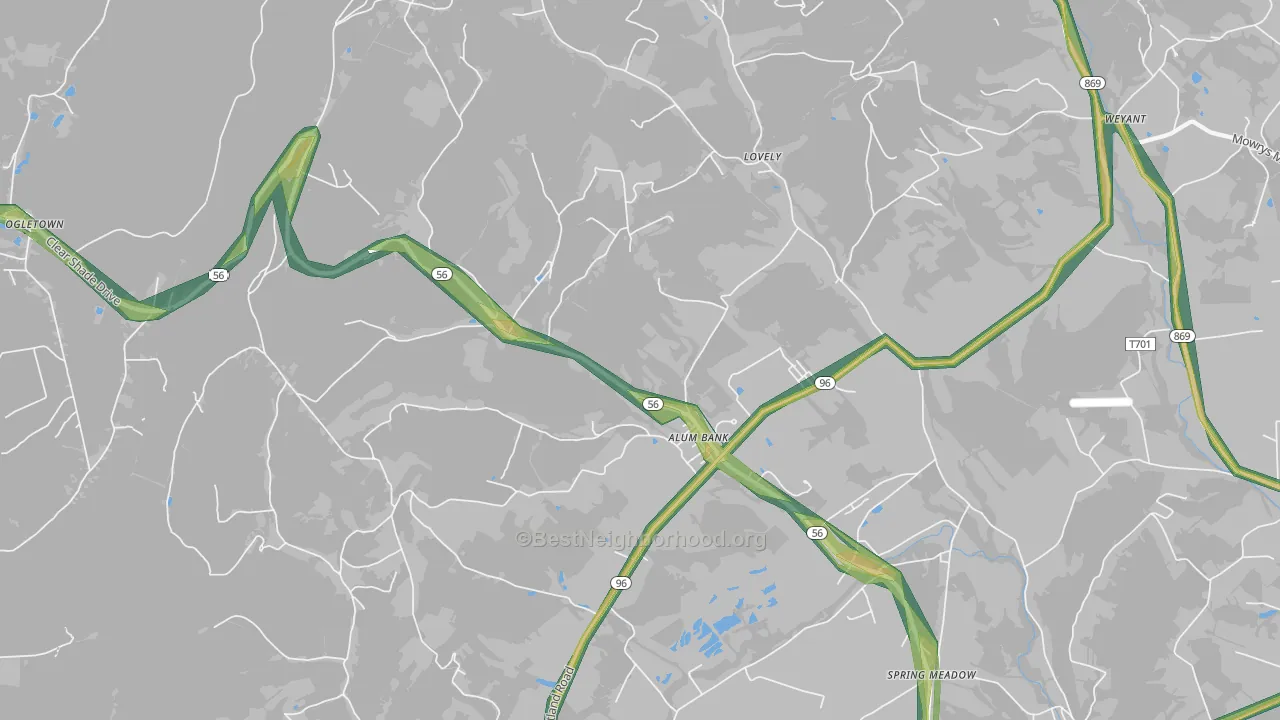 15521, PA Map of Noise Levels in 15521