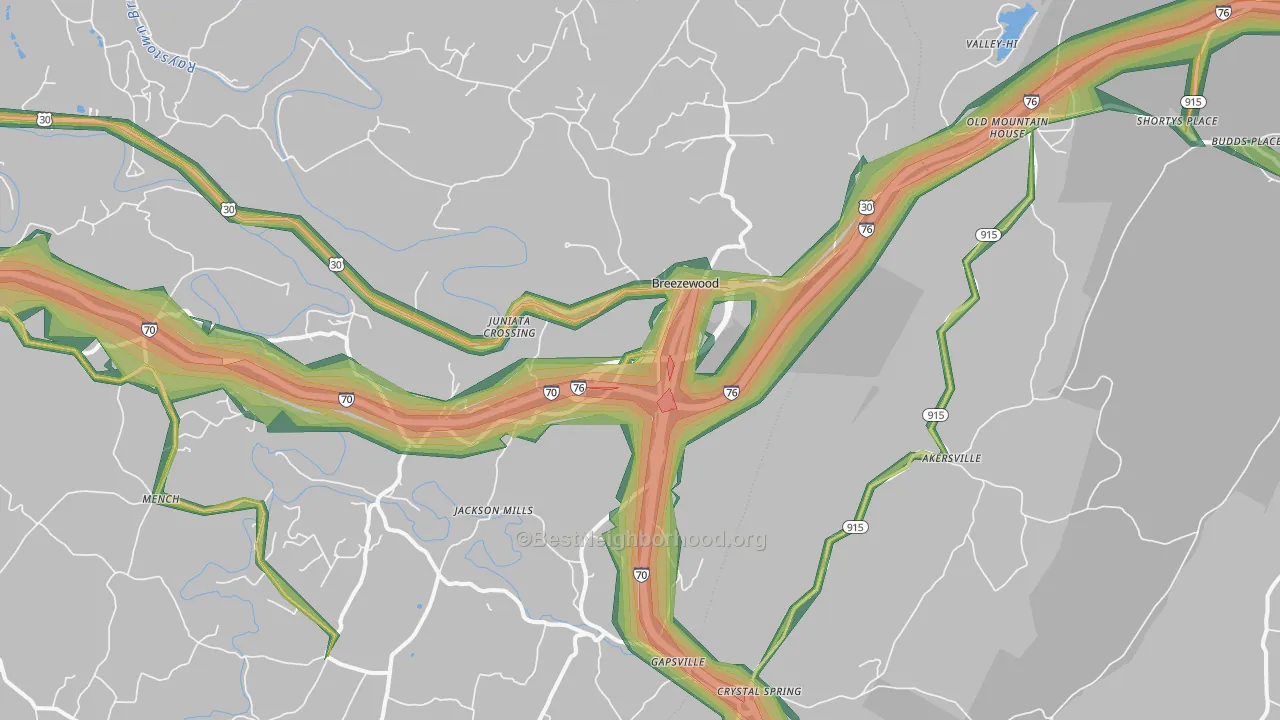15533, PA Map of Noise Levels in 15533