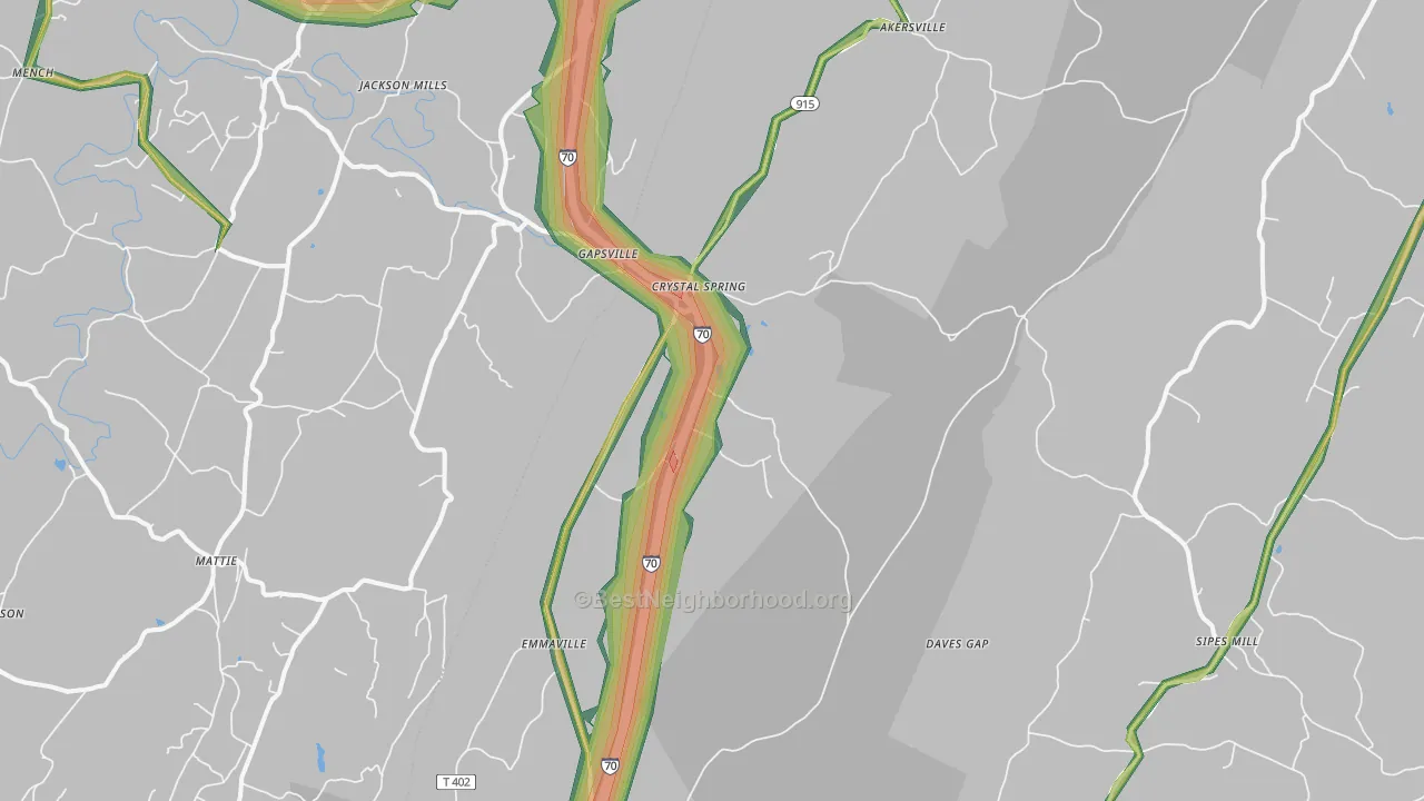 15536, PA Map of Noise Levels in 15536