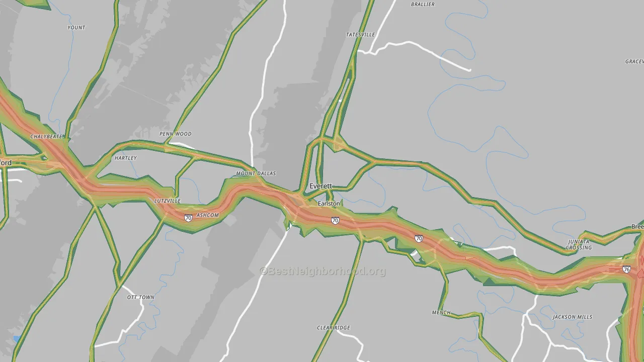 15537, PA Map of Noise Levels in 15537