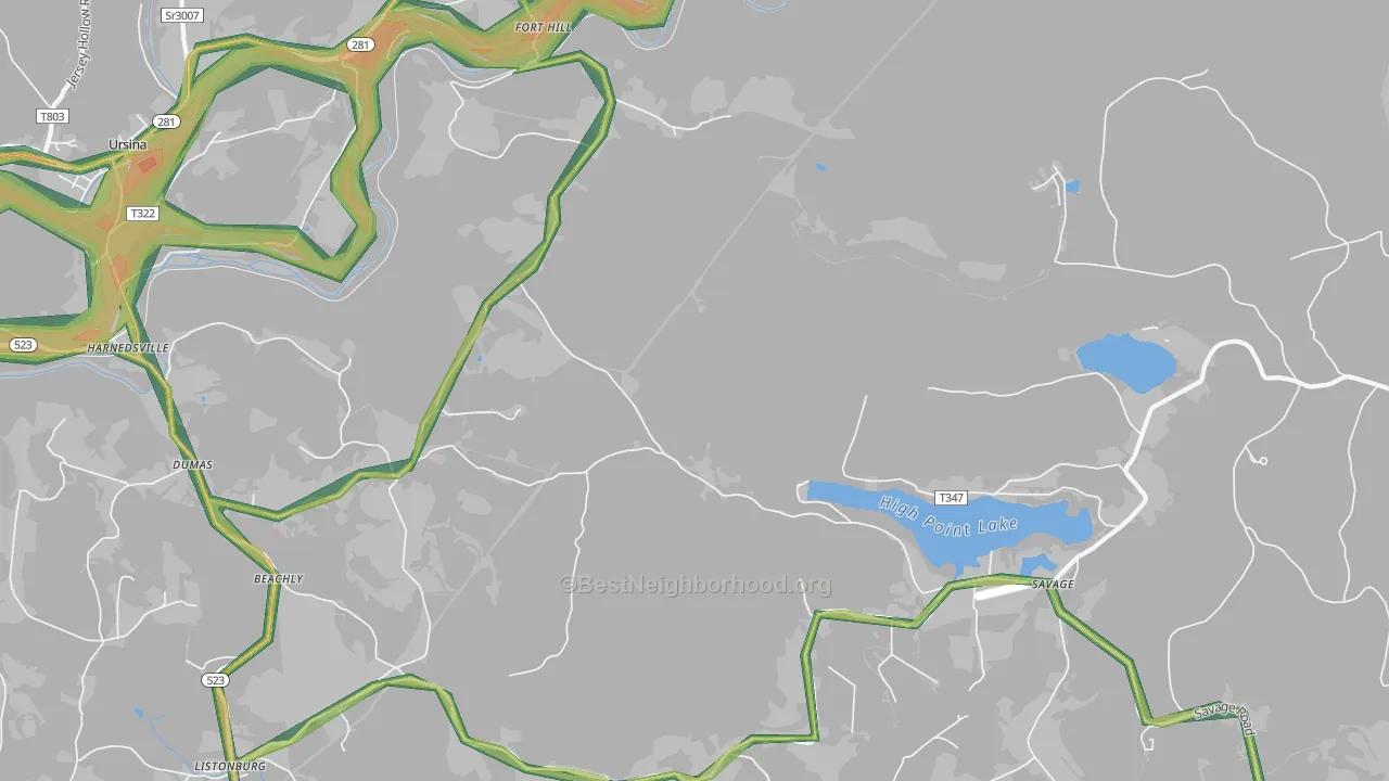 15540, PA Map of Noise Levels in 15540