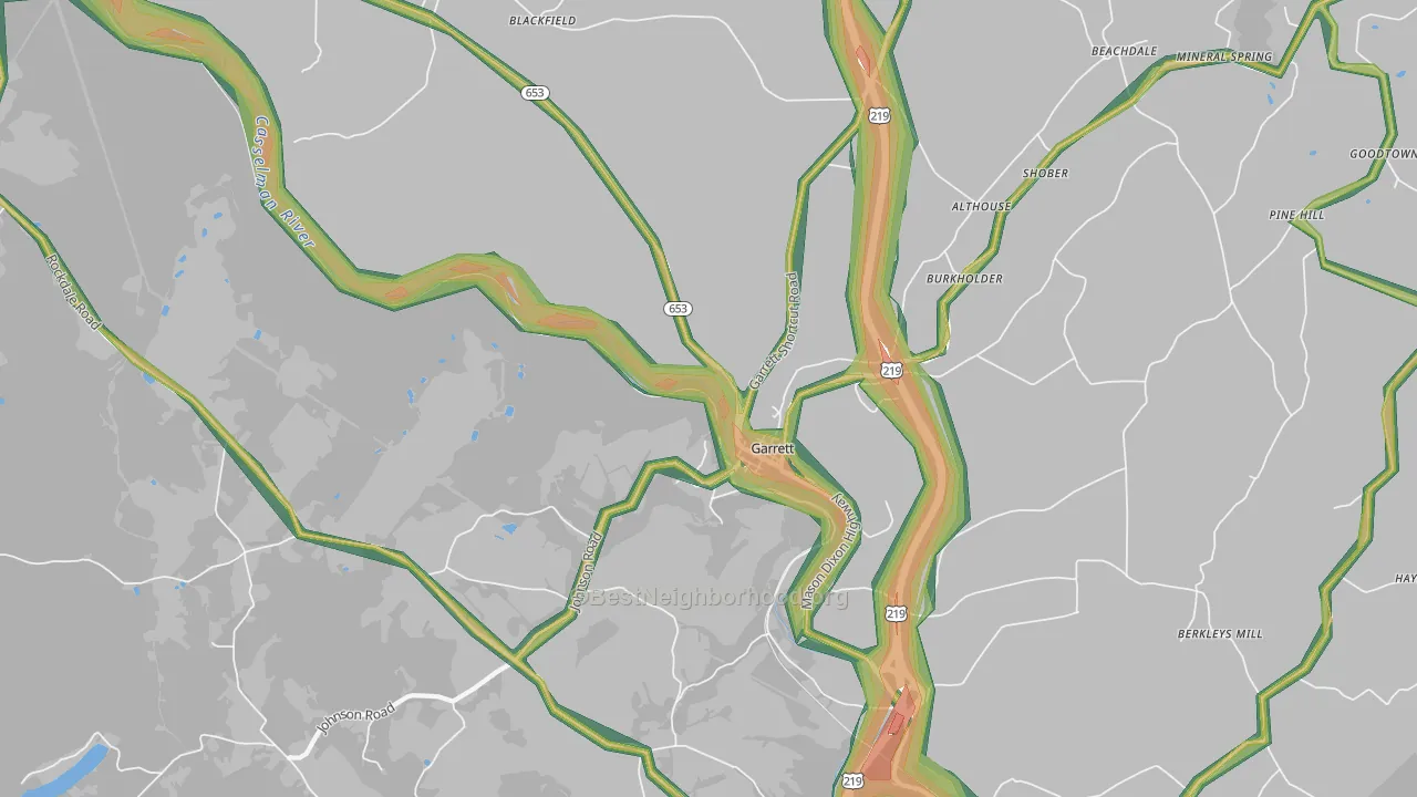 15542, PA Map of Noise Levels in 15542