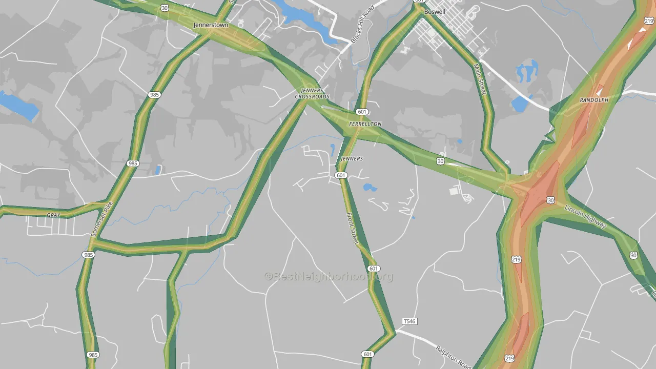 15546, PA Map of Noise Levels in 15546