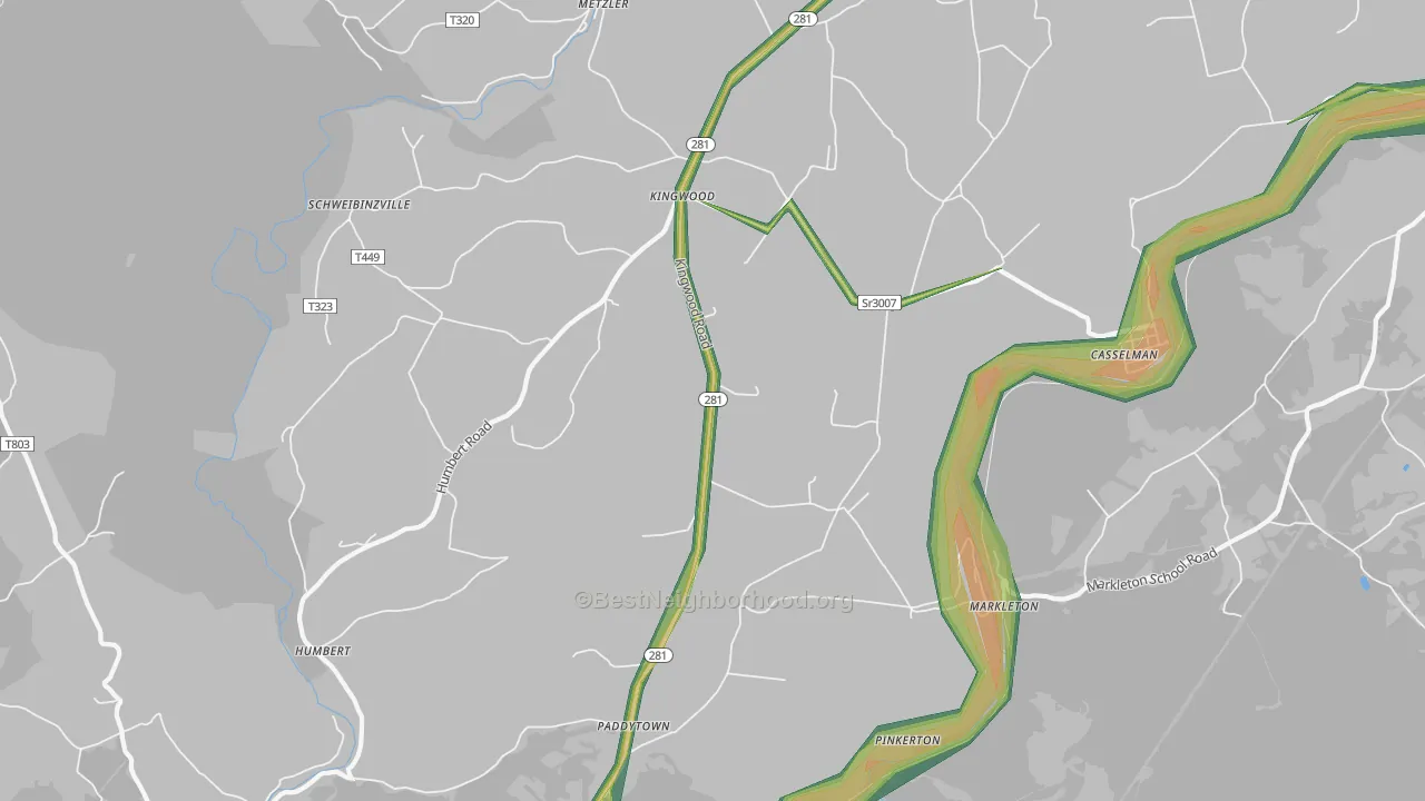 15551, PA Map of Noise Levels in 15551